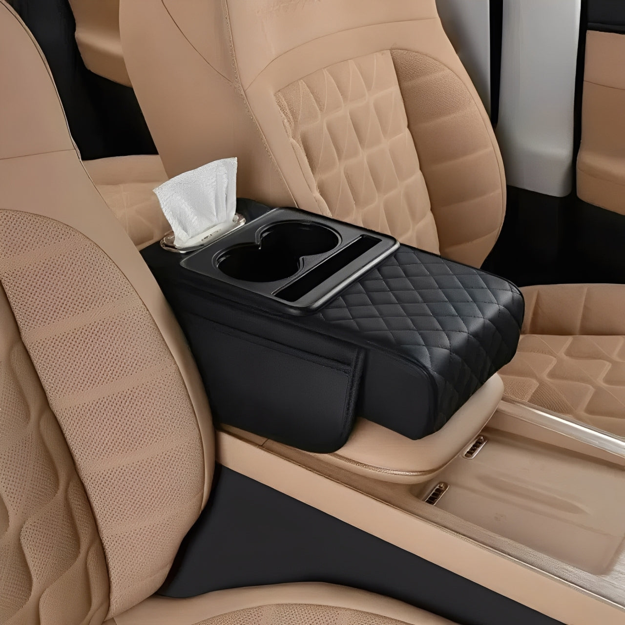 Multifunctional center console organizer.